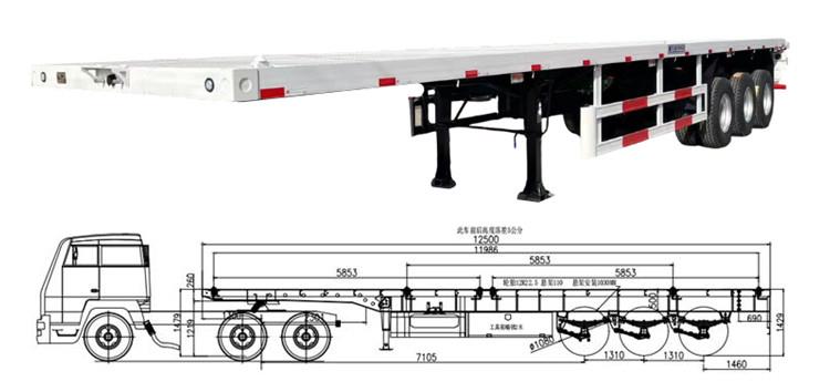40 FT Tri Axle Flatbed Trailer for Sale in Guyana Bartica