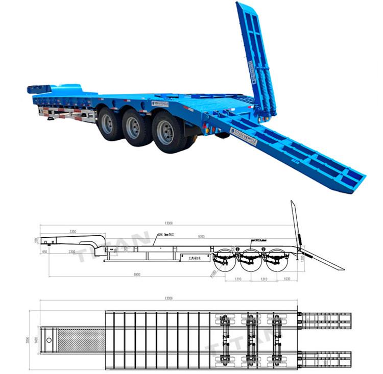 Hydraulic Semi 40ft Tri Axle Low Bed Trailer Truck for Sale in Guyana