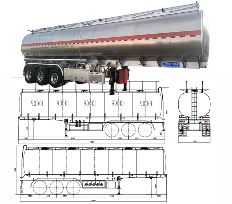45000 Liters Aluminum Chemical Fuel Tanker Trailer for Sale in Guyana